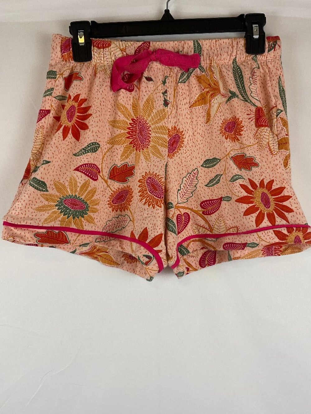 Spartina 449 Sleep Shorts XS Peach Pink Red Green Floral Tie Elastic Waist